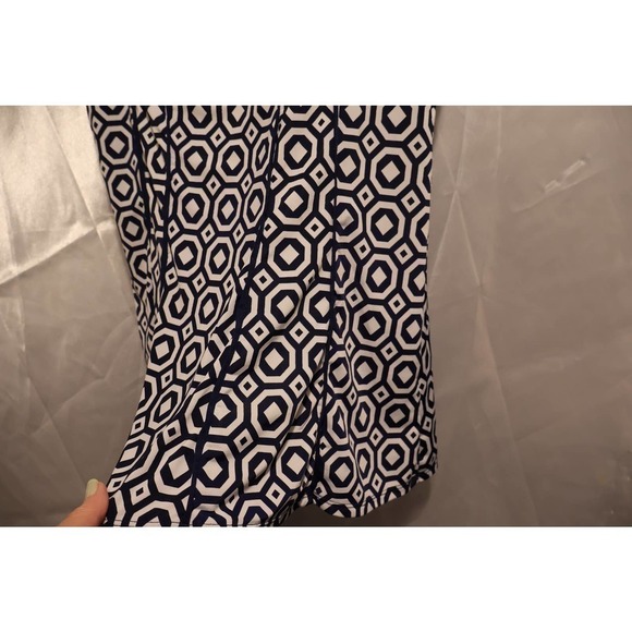 Maria Gabrielle Women Sz Large Pleated Blouse, Blue/White - Picture 7 of 11